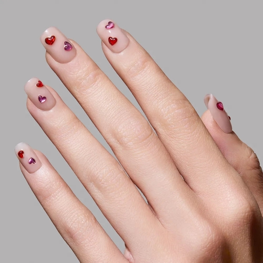 Glamnetic Dear Lover Short Squoval Square Valentine Hearts Metallic Nails New - Picture 8 of 11